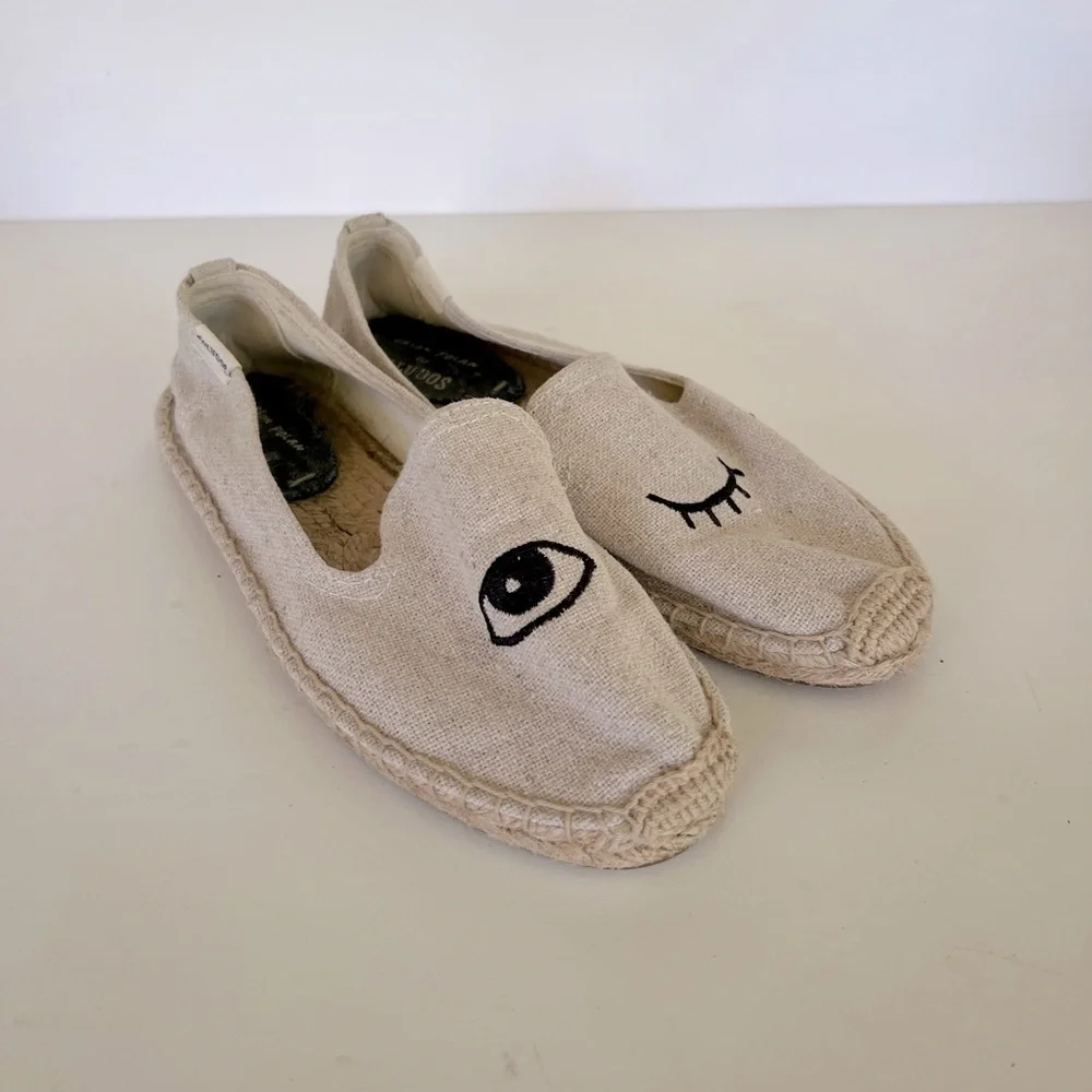 Soludos x Jason Polan Wink Embroidered Smoking Slipper Espadrille, 6